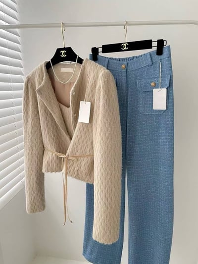 毛絨背心外套組8