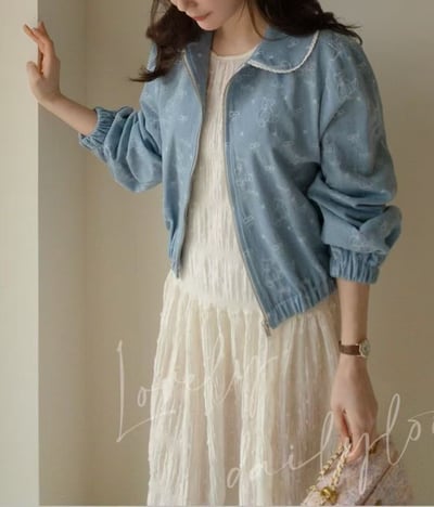 【客人許願】小熊牛仔短版外套2