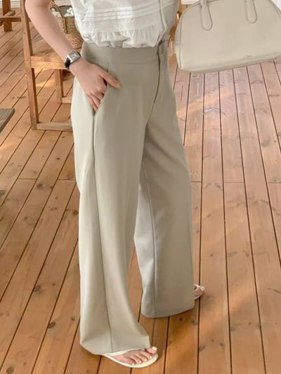 知性高腰直筒西裝長長褲5