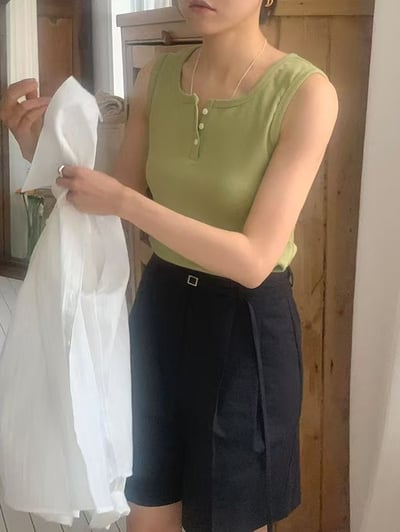 坑條排扣無袖背心6