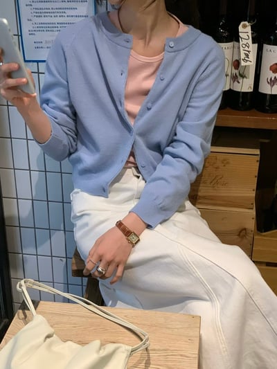 簡約圓領針織開襟衫6