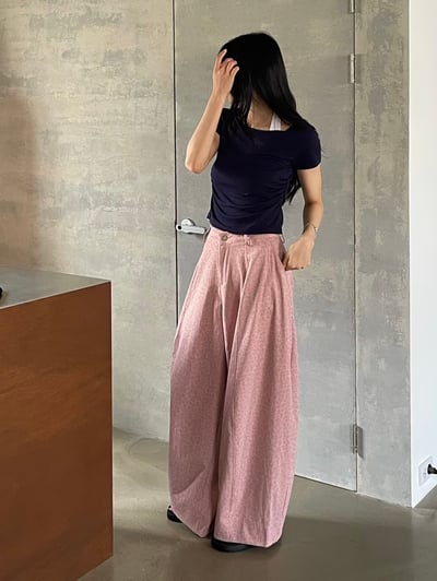 微光豹紋寬版長褲6