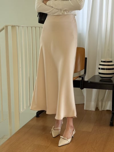 高腰緞面A字長裙4