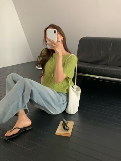 輕透針織短袖上衣5