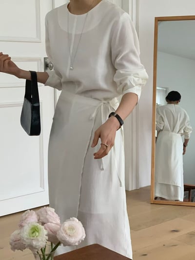 氣質側綁帶長洋裝3