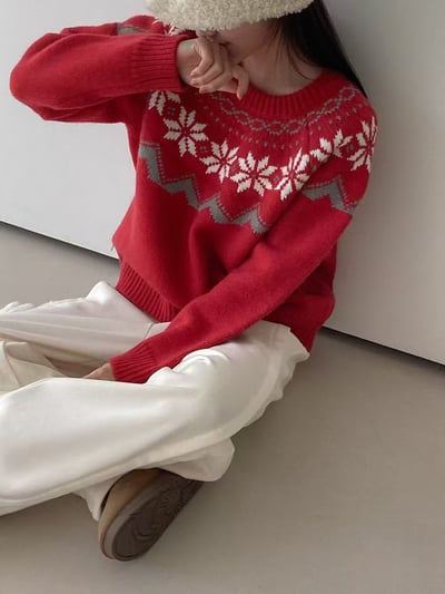 雪花提花針織毛衣1
