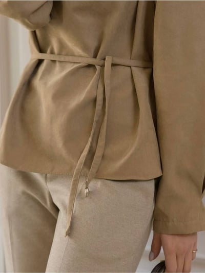 微立領麂皮綁帶上衣4