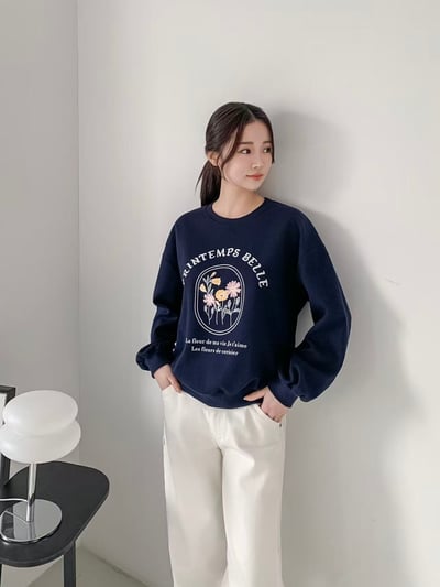 法式復古花卉印花圓領衛衣6