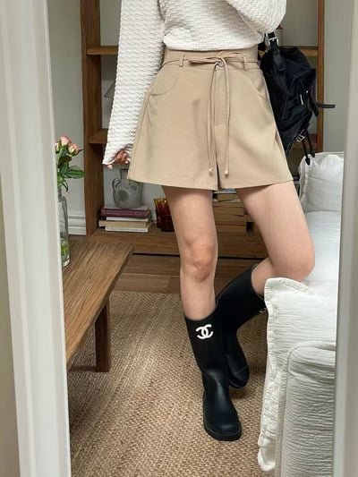 鬱金香花苞高腰綁帶短褲6