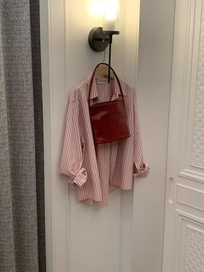 細條紋寬版長袖襯衫7