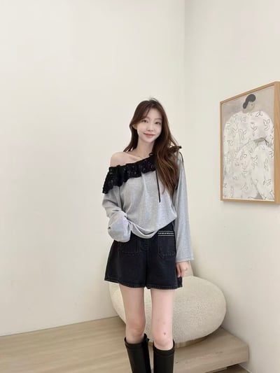 蕾絲拼接兩穿上衣6
