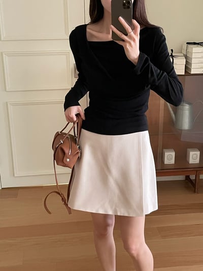 優雅斜領修身上衣5