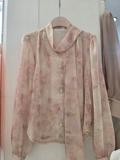 柔霧暈染綁帶雪紡上衣9