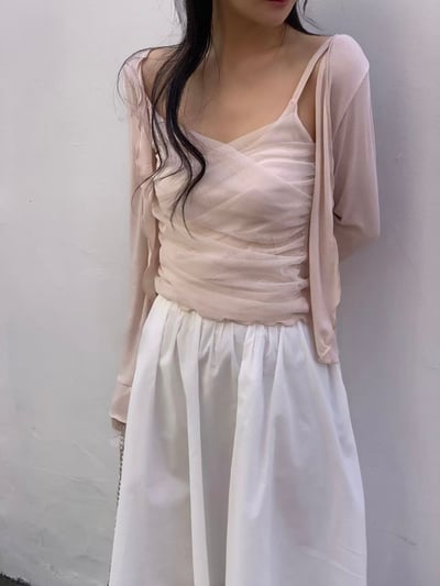 柔紗抓皺兩件式上衣5