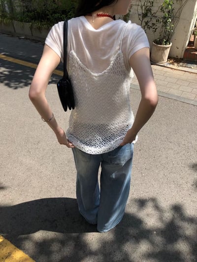 微光亮片編織細肩背心10