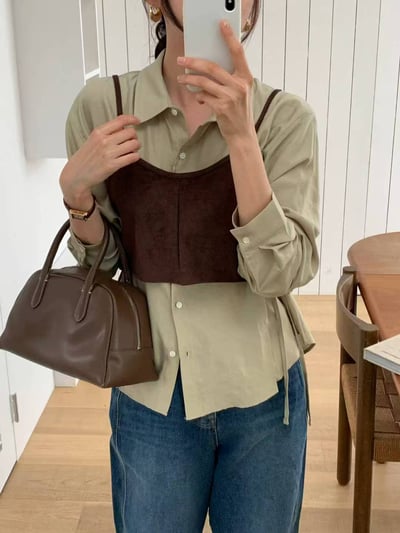 麂皮質感背釦小背心3