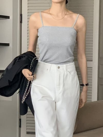 百搭細肩平口坑條背心2