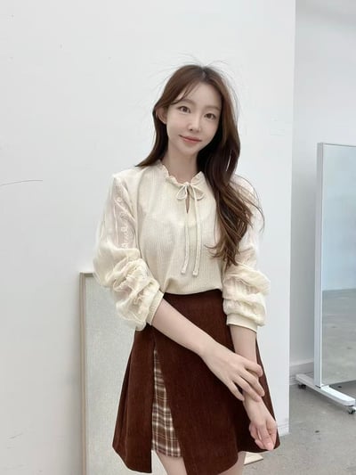 氣質拼接透紗上衣2