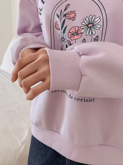 法式復古花卉印花圓領衛衣10