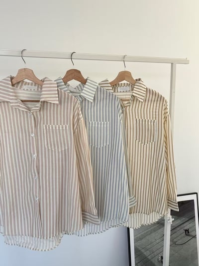 日常條紋寬版襯衫8