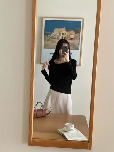 優雅斜領修身上衣6