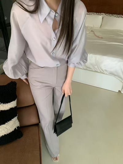 微光澤垂墜質感襯衫2