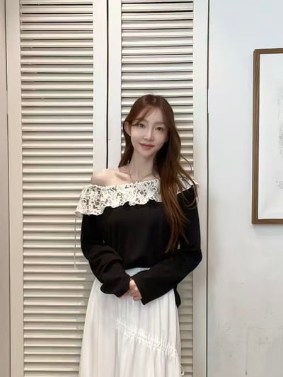 蕾絲拼接兩穿上衣2