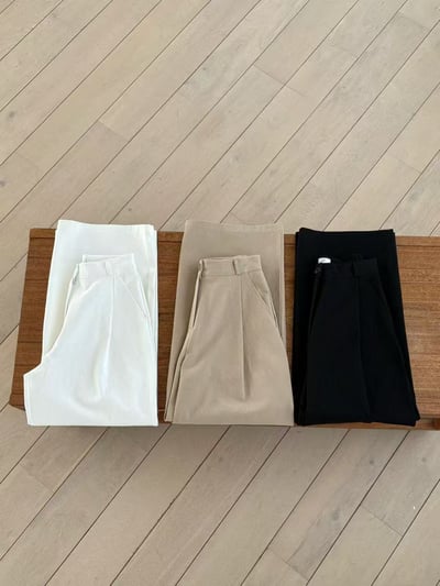 俐落感高腰寬版長褲9