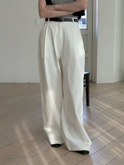 俐落感高腰寬版長褲2