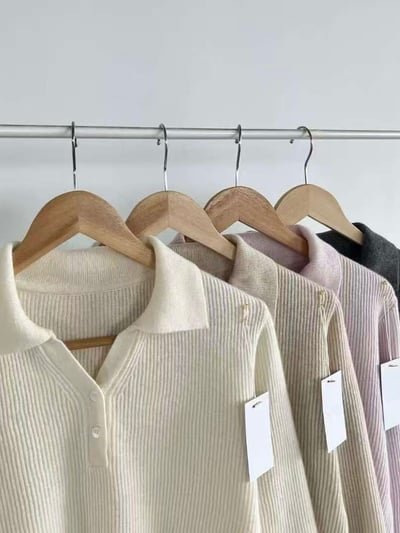 溫柔觸感翻領針織上衣2