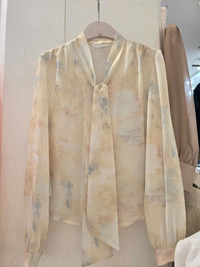 柔霧暈染綁帶雪紡上衣8