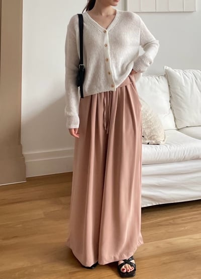 高腰綁帶垂墜寬褲6