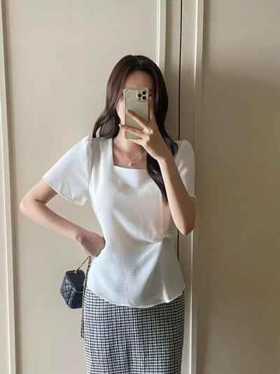 法式扭結收腰上衣2