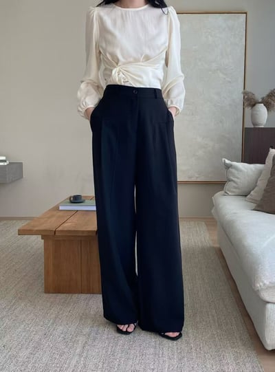 高腰垂墜感寬版西裝褲6