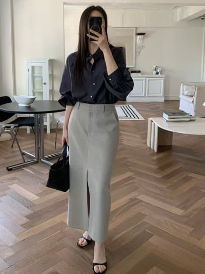 微光澤垂墜質感襯衫7