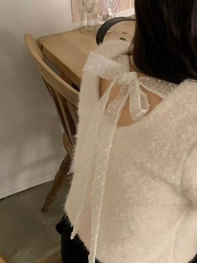 溫柔留白・點點緞帶針織上衣2