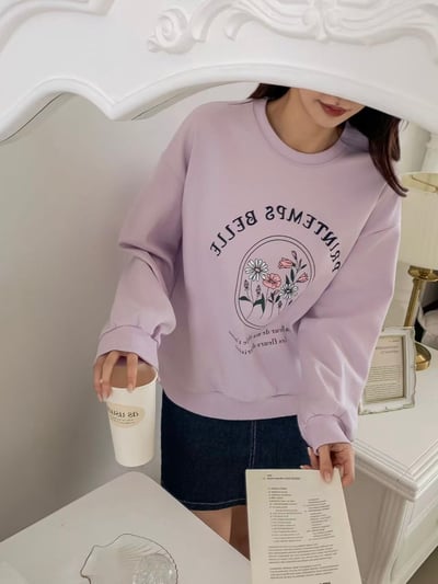 法式復古花卉印花圓領衛衣9