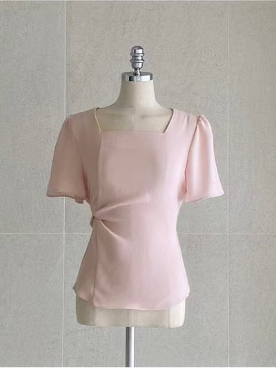 法式扭結收腰上衣7