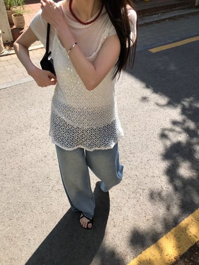 微光亮片編織細肩背心9
