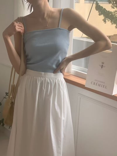 百搭細肩平口坑條背心14