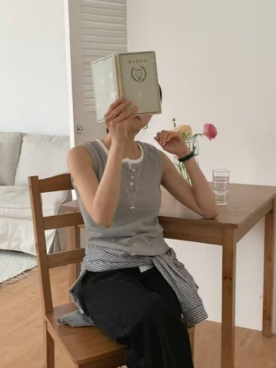 坑條排扣無袖背心2