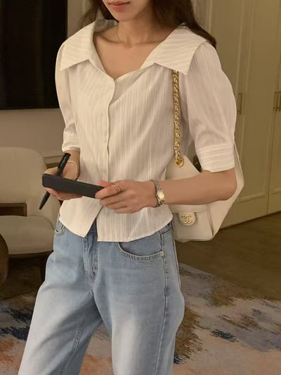 大領條紋修身襯衫4