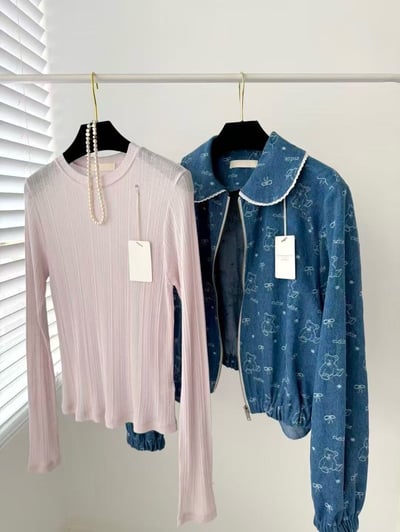 【客人許願】小熊牛仔短版外套5