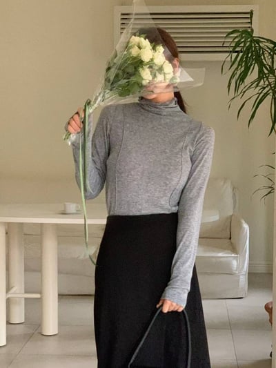 小荷葉高領柔棉上衣7