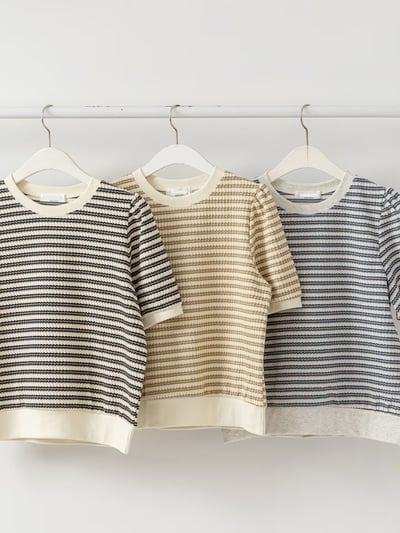 復古條紋針織短袖上衣14