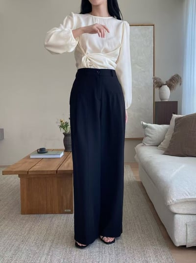 高腰垂墜感寬版西裝褲7