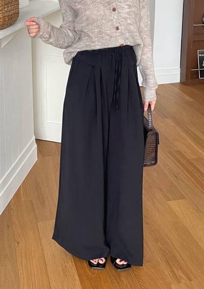 高腰綁帶垂墜寬褲4
