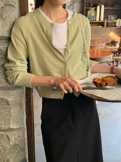 簡約圓領針織開襟衫5