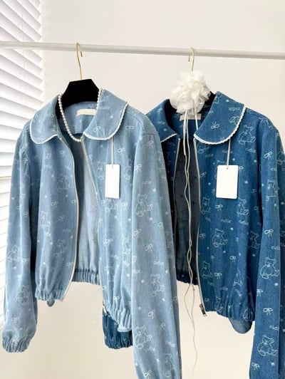 【客人許願】小熊牛仔短版外套1