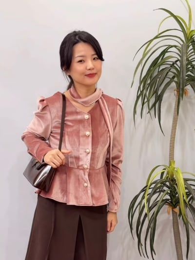 珍珠綁帶絨光上衣7